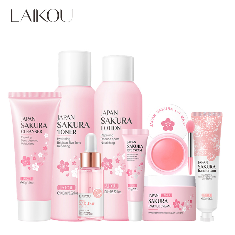 LAIKOU 8Pcs Sakura Facial Skin - Beauty Makeup Cream recension och pris